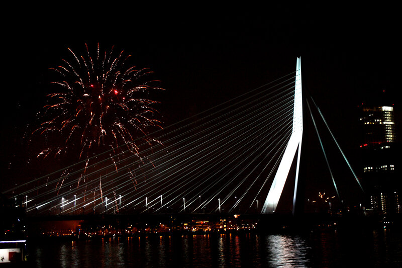 Fireworks over Bridge — Black