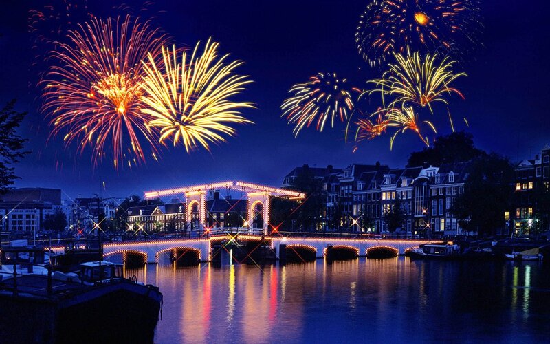 Fireworks over Canal Bridge