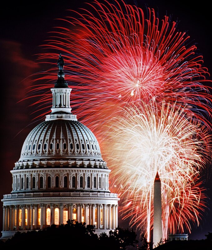 Fireworks over Capitol and Washington Monument