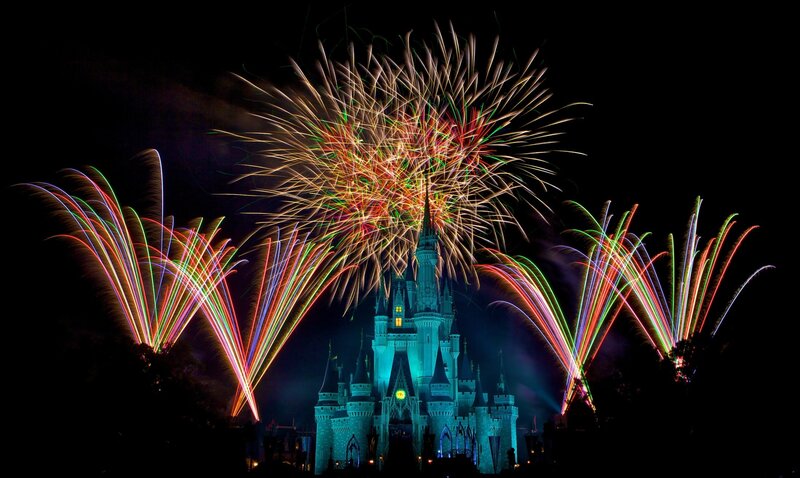 Fireworks over Castle — Black, Dramatic, Night