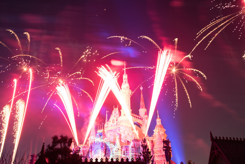 Fireworks over Castle — Purple, Festive