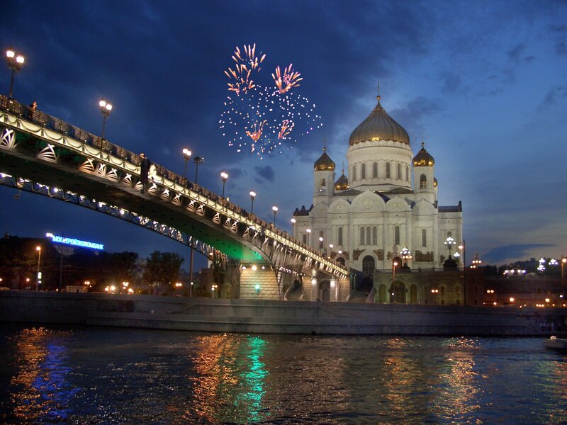 Fireworks over Cathedral of Christ the Saviour