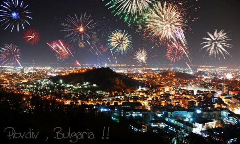 Fireworks over City — Black