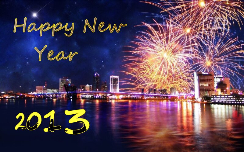 Fireworks over City — Blue, Celebratory, Night