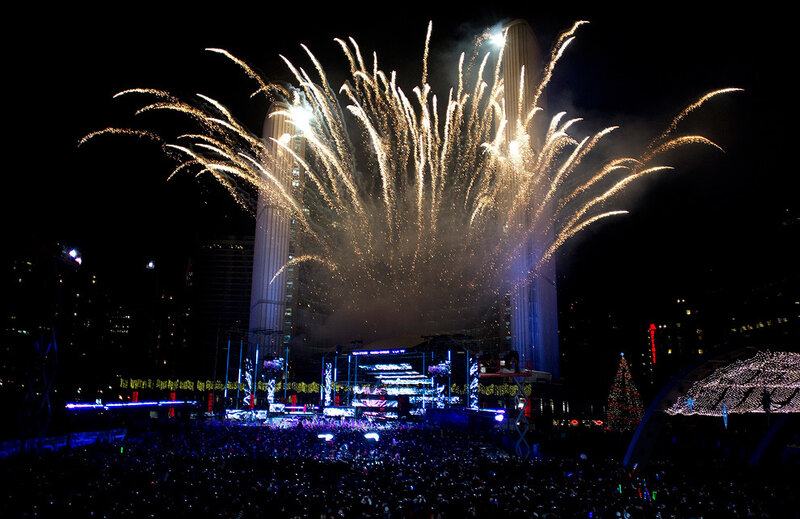 Fireworks over Crowd