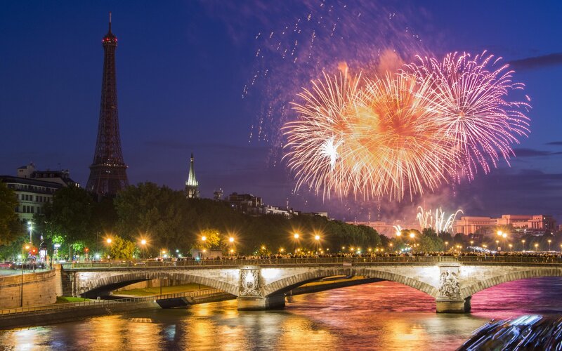 Fireworks over Eiffel Tower