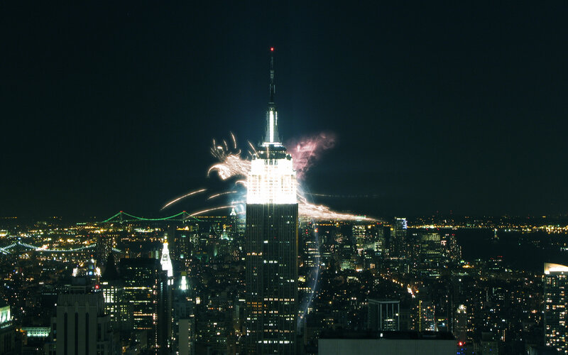 Fireworks over Empire State Building