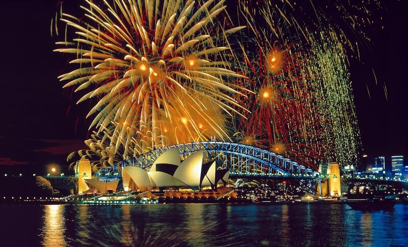 Fireworks over Harbor — Black, Festive