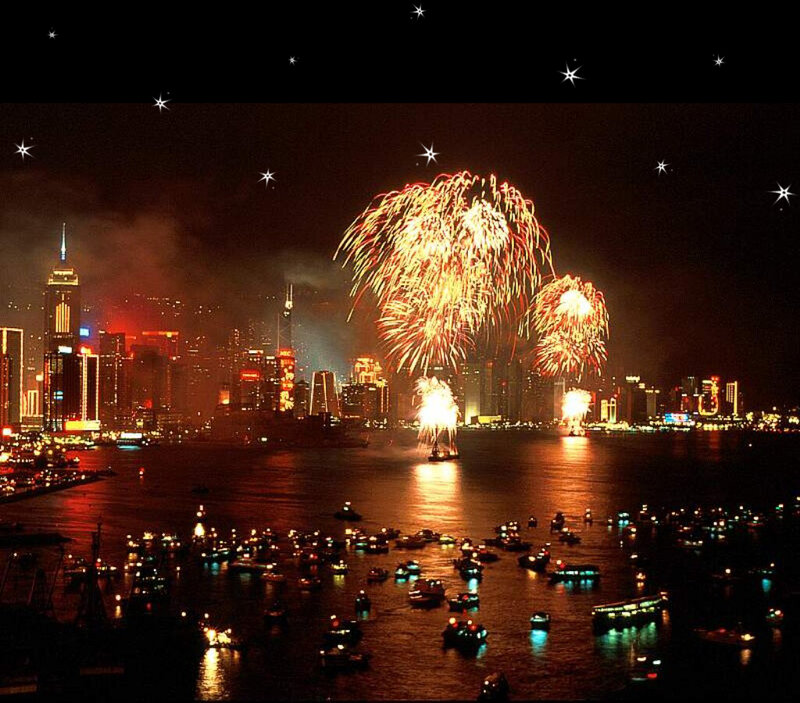 Fireworks over Harbor — Black