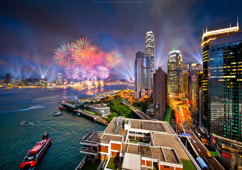 Fireworks over Harbor — Blue