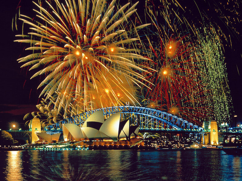 Fireworks over Harbor — Gold
