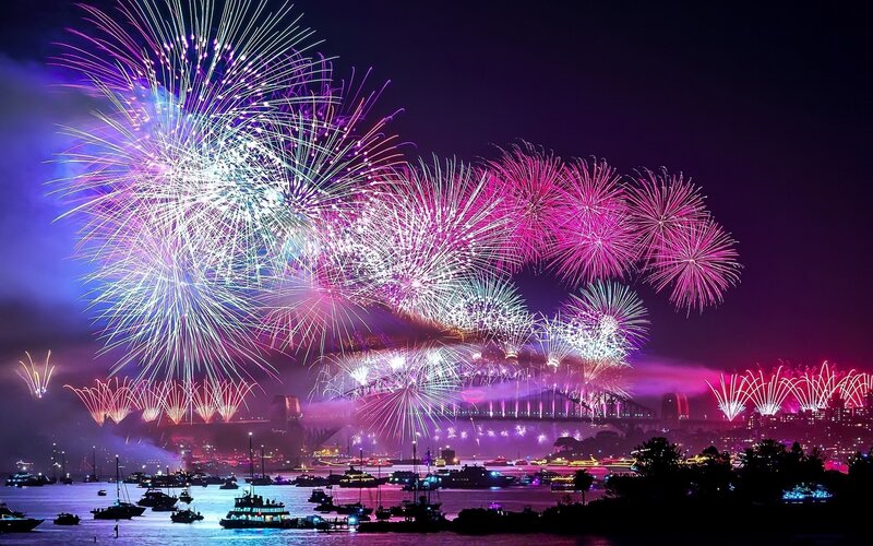 Fireworks over Harbor — Purple