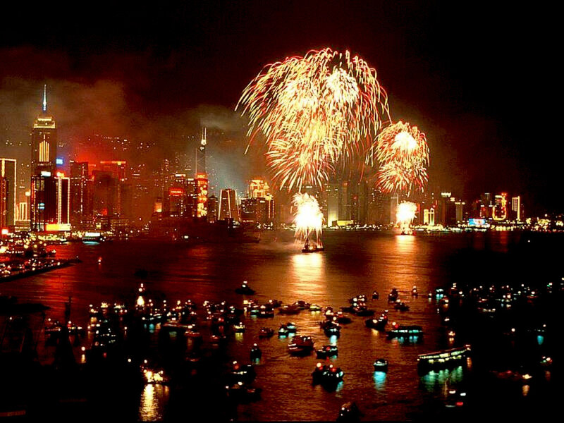 Fireworks over Harbor — Red