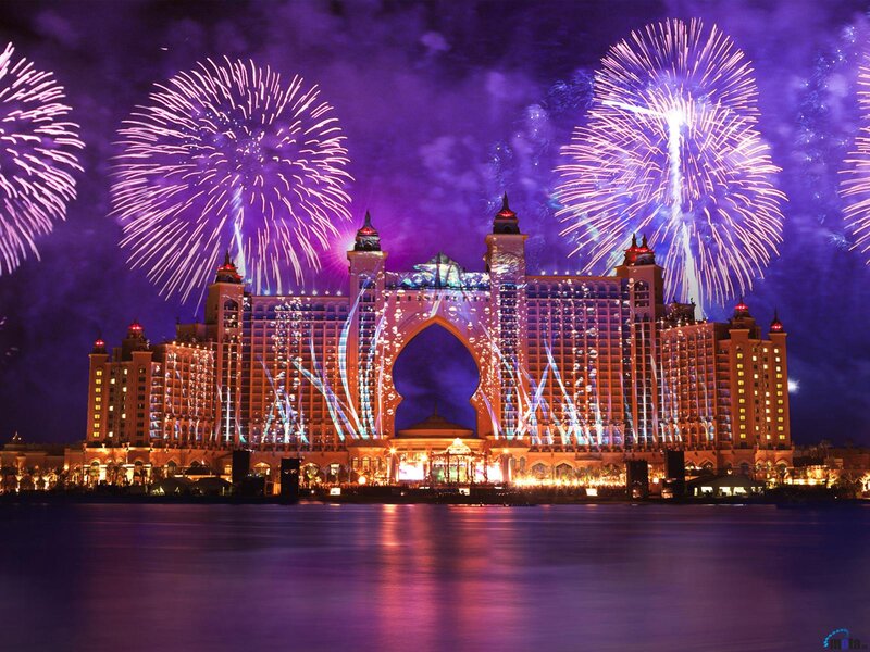 Fireworks over Hotel — Purple, Festive