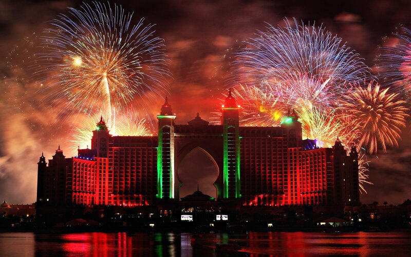 Fireworks over Hotel — Red