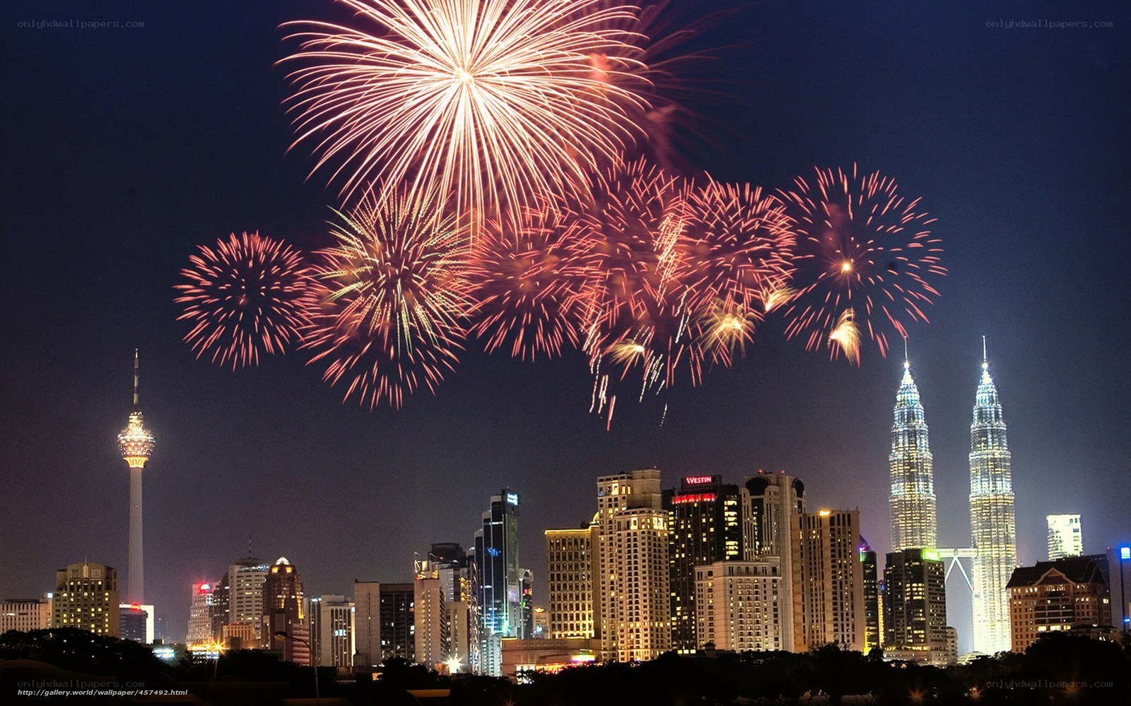 Fireworks over Kuala Lumpur skyline
