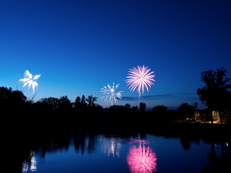 Fireworks over Lake — Blue, Celebratory