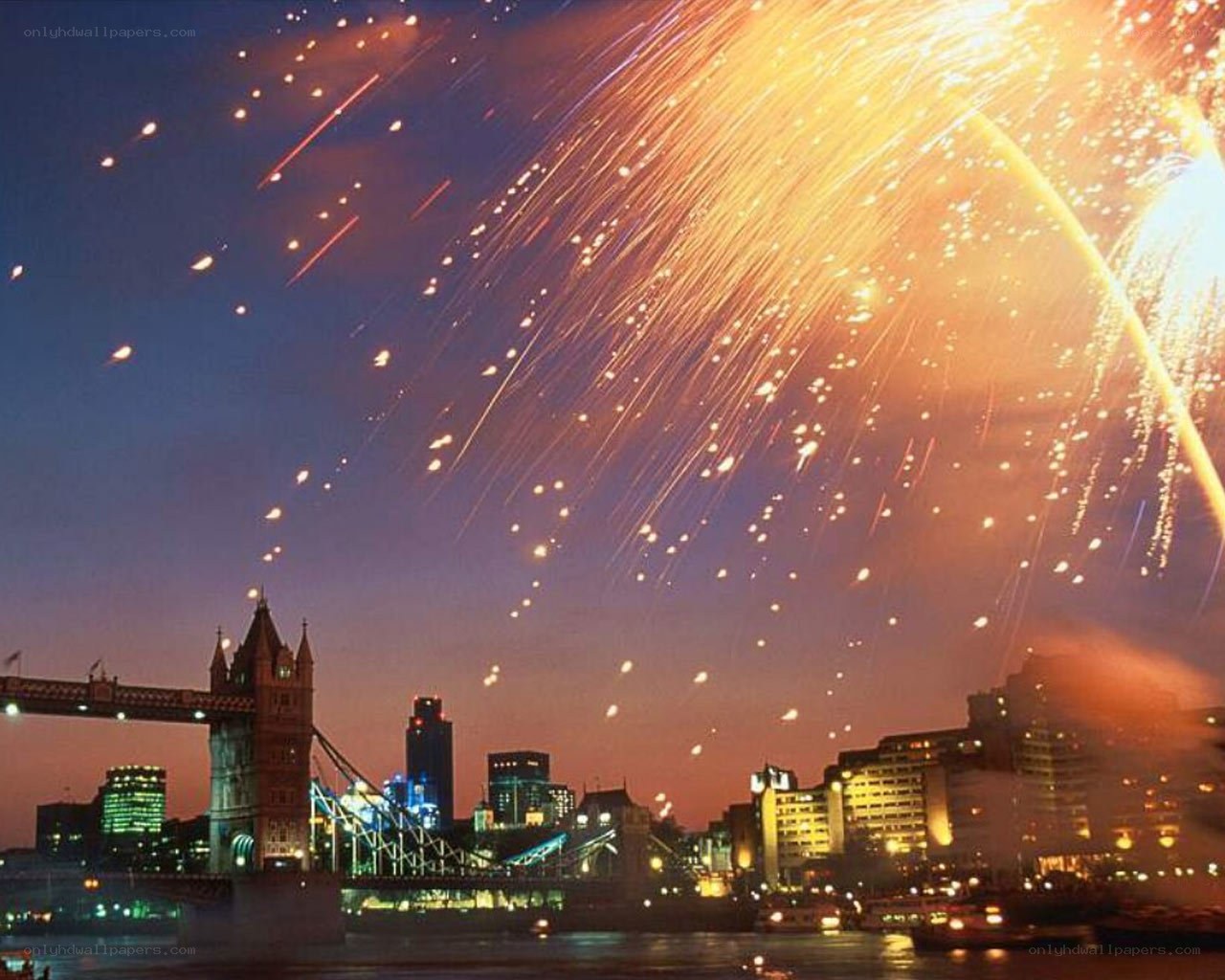 Fireworks over London Bridge