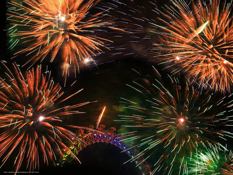 Fireworks over London Eye — Orange
