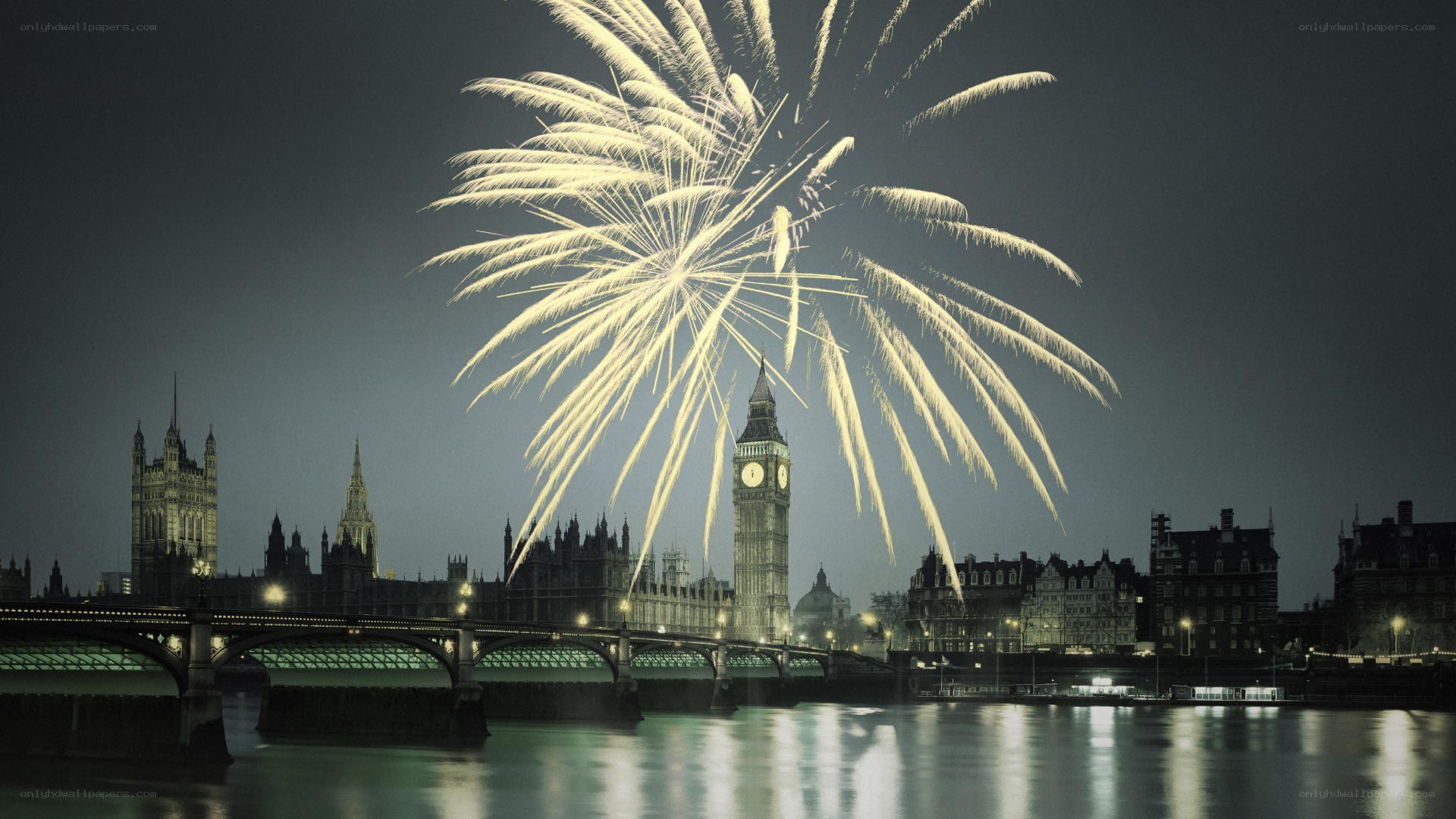 Fireworks over London skyline
