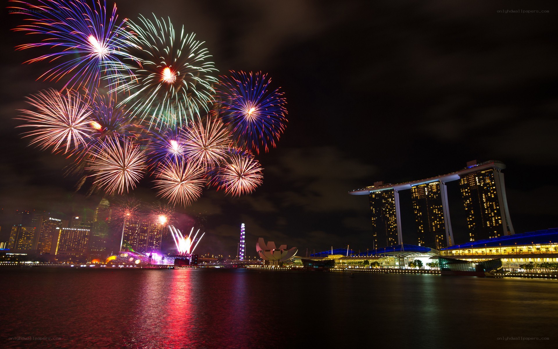 Fireworks over Marina Bay