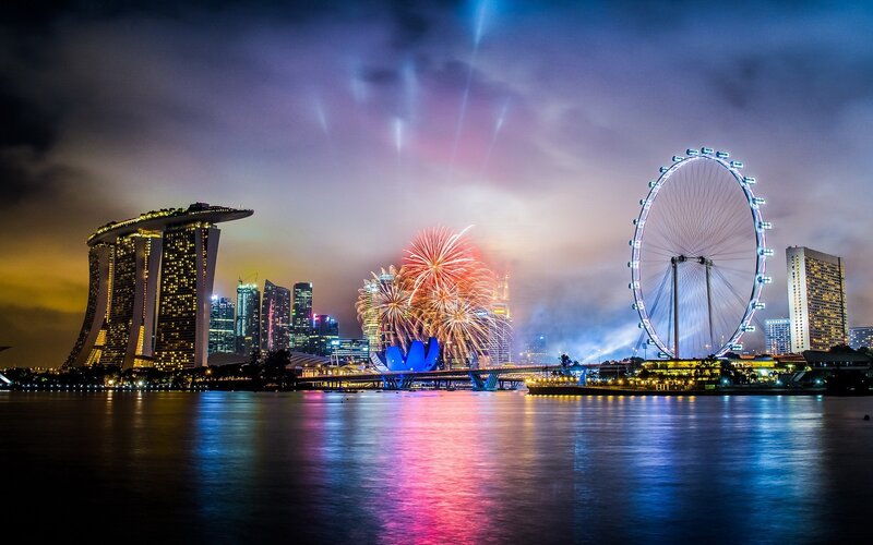 Fireworks over Marina Bay — Blue, Festive