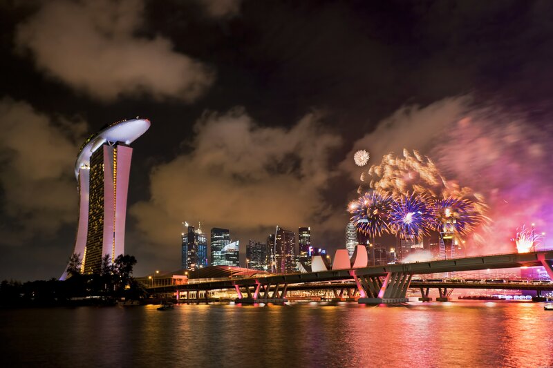 Fireworks over Marina Bay — Purple, Celebratory