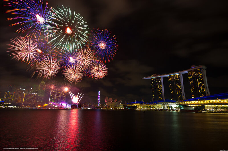 Fireworks over Marina Bay