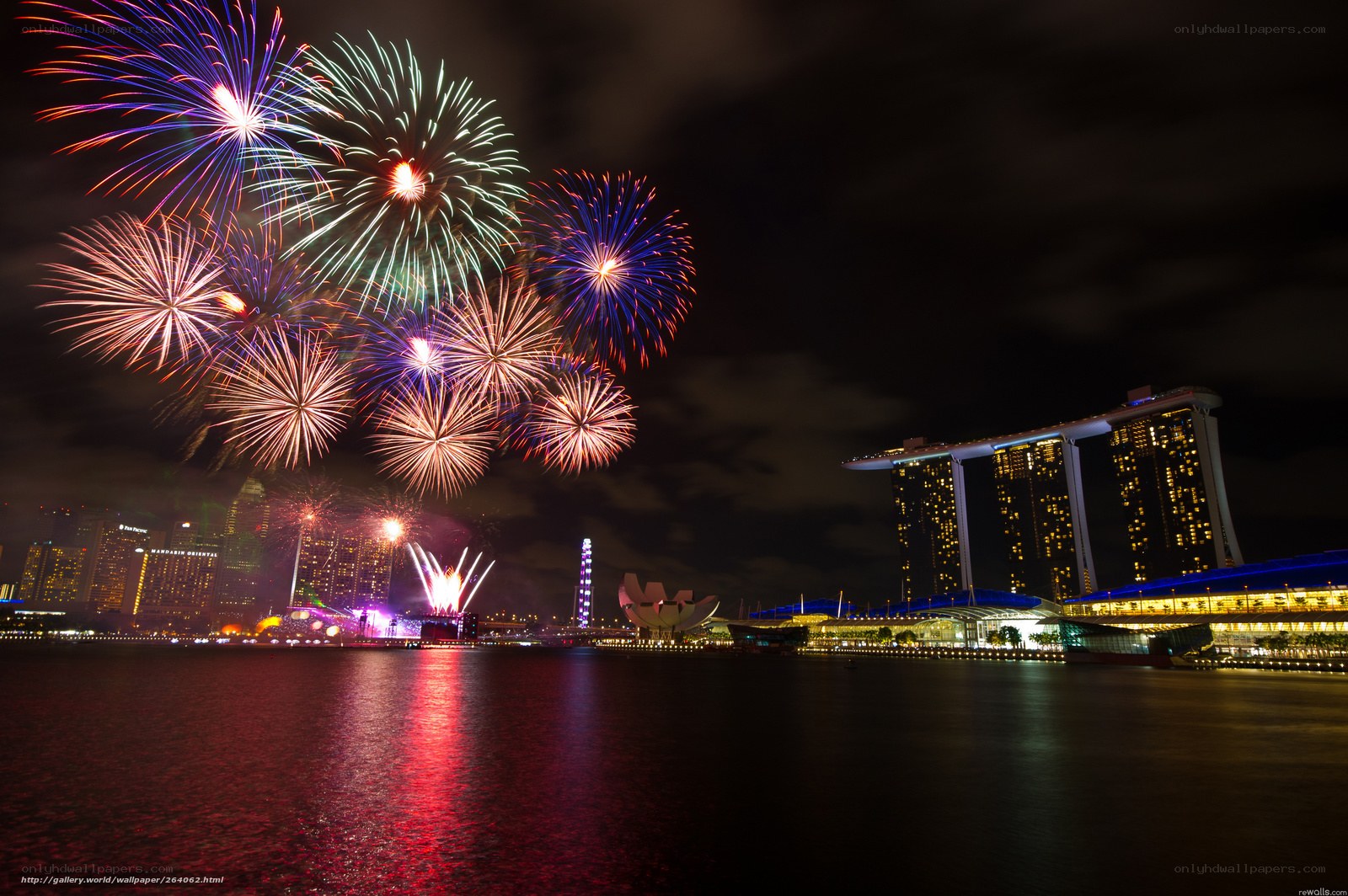 Fireworks over Marina Bay