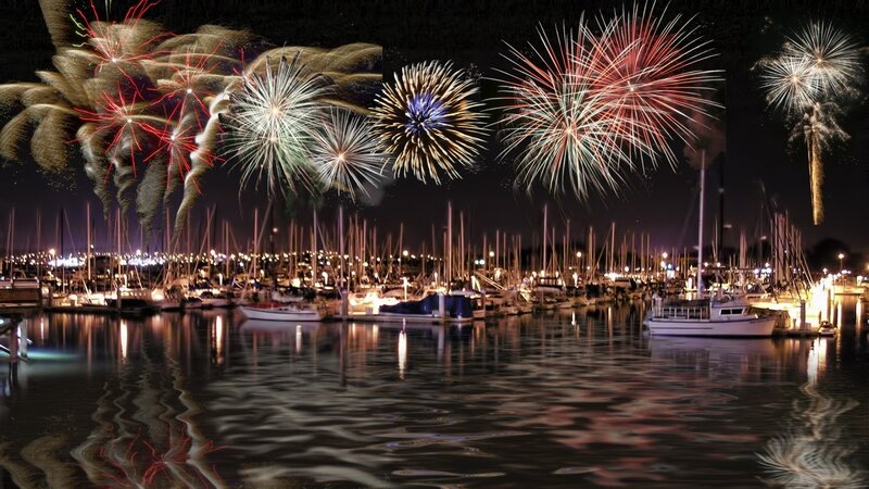 Fireworks over Marina — Black, Celebratory, Night