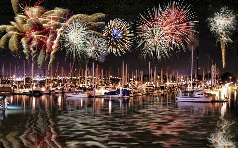 Fireworks over Marina — Black