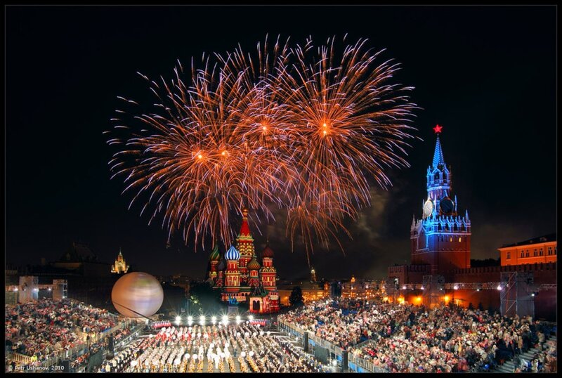 Fireworks over Red Square — Celebratory