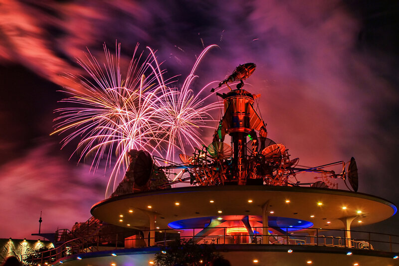 Fireworks over Rocket Ship