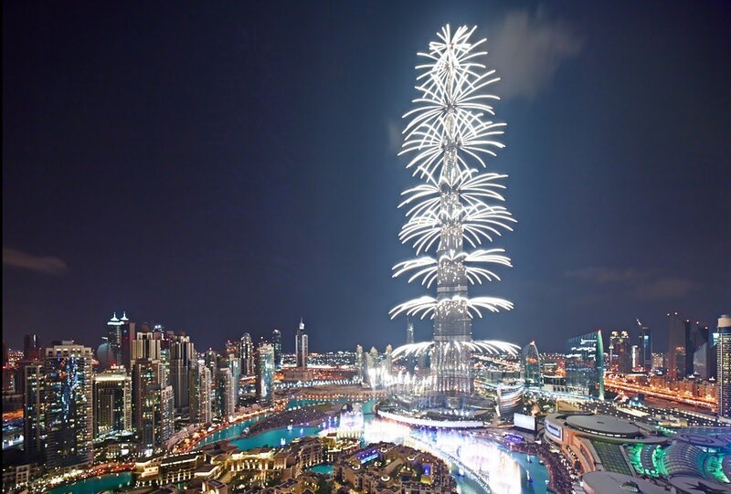 Fireworks over Skyscraper