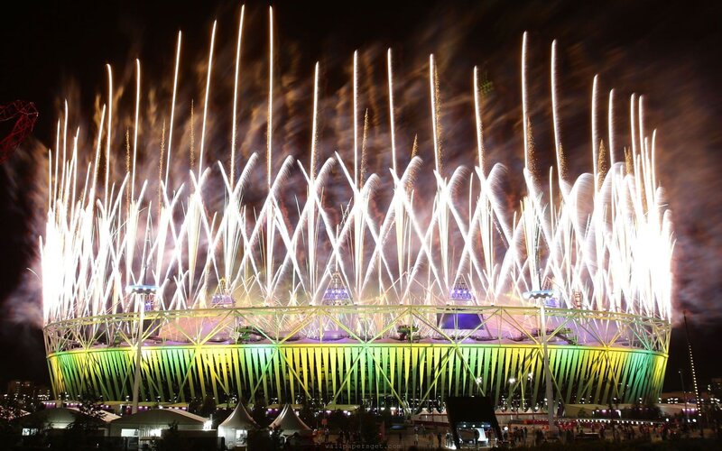 Fireworks over Stadium — Green