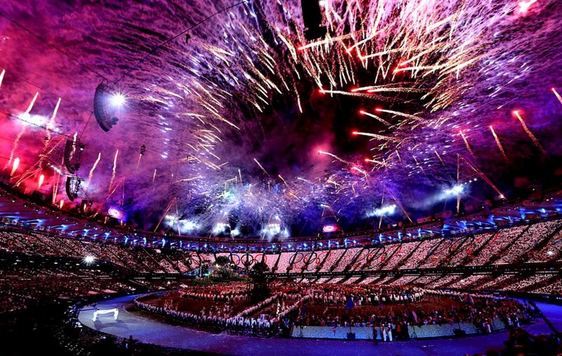 Fireworks over Stadium — Purple