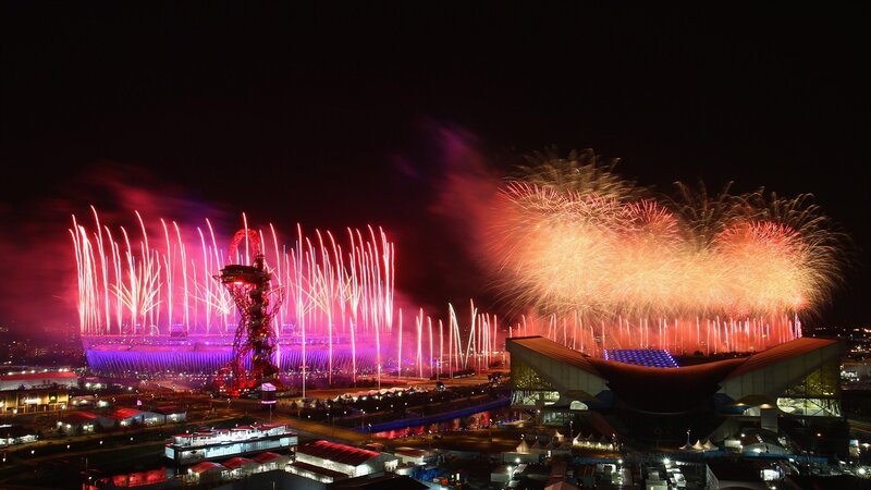 Fireworks over Stadium — Red