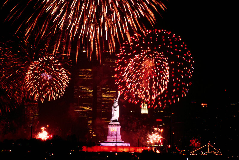 Fireworks over Statue of Liberty