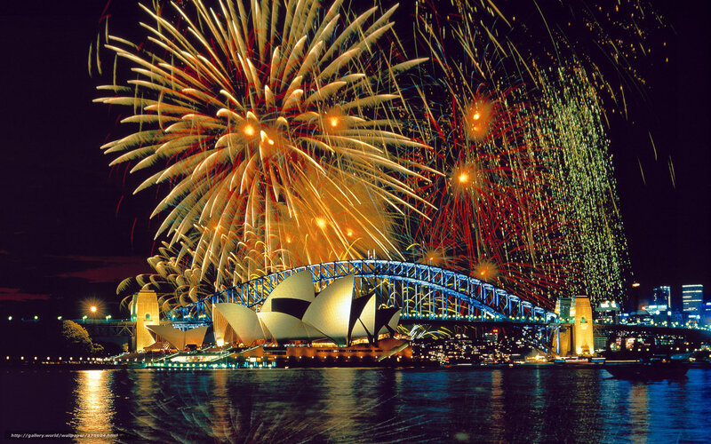 Fireworks over Sydney Harbour — Yellow
