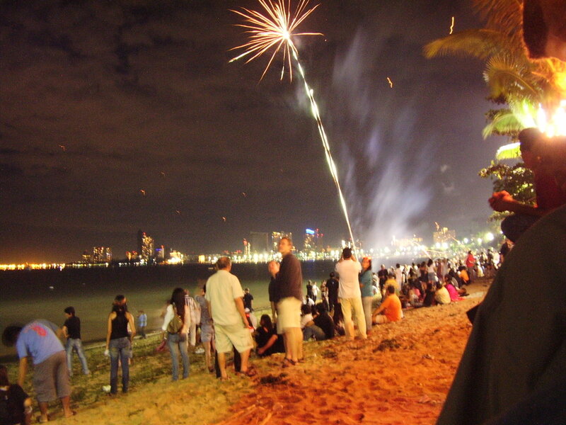 Fireworks over the beach