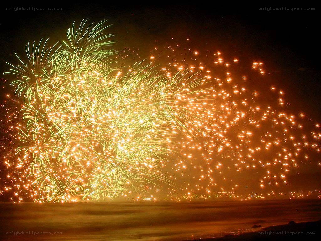 Fireworks over the ocean