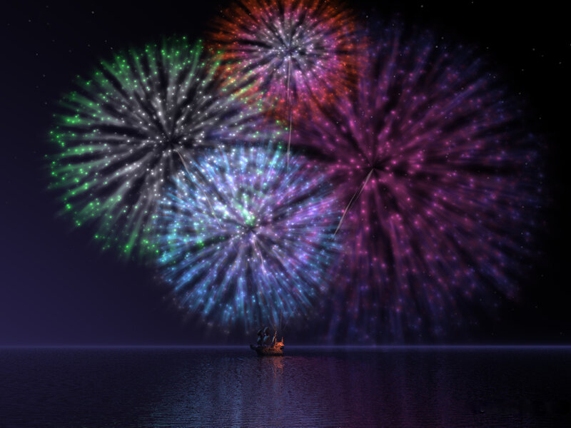 Fireworks over the sea