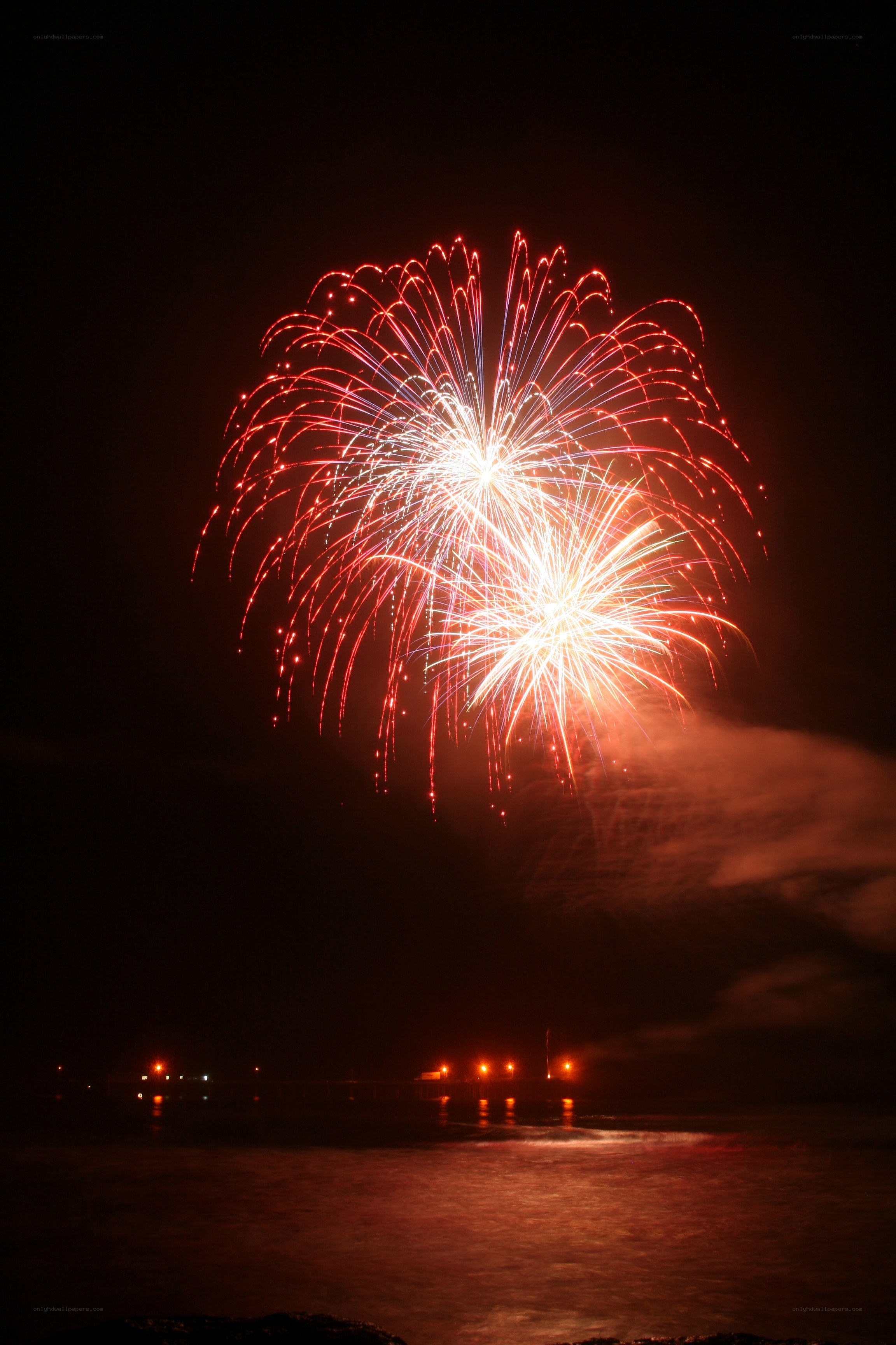 Fireworks over the water