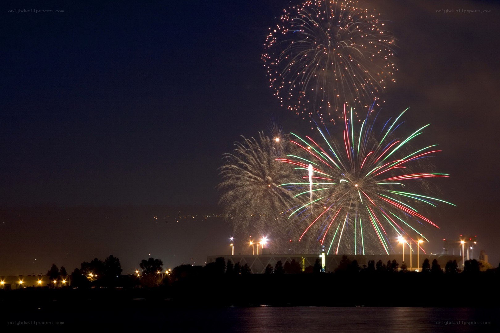 Fireworks over the water
