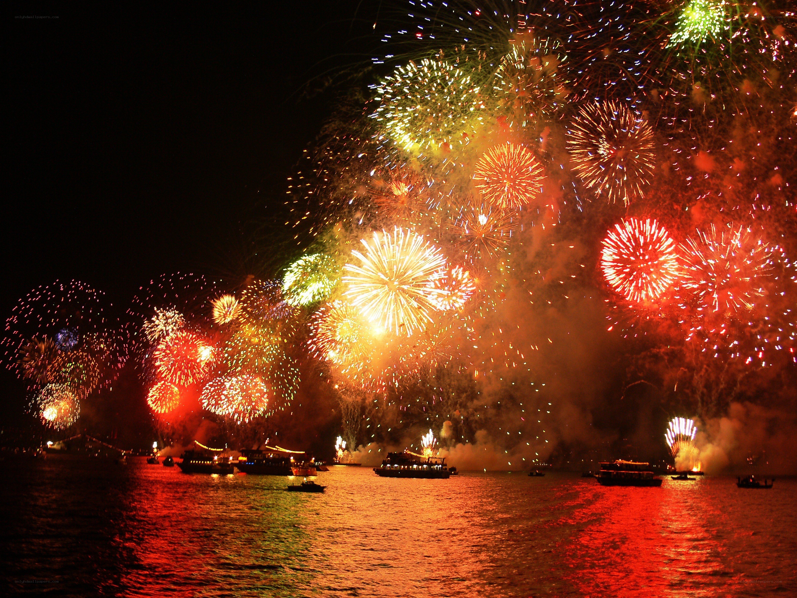 Fireworks over the water