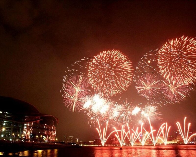Fireworks over the water