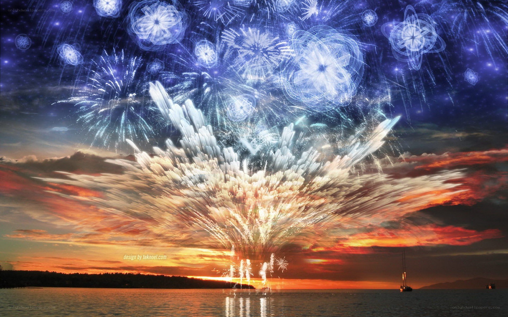 Fireworks over the water