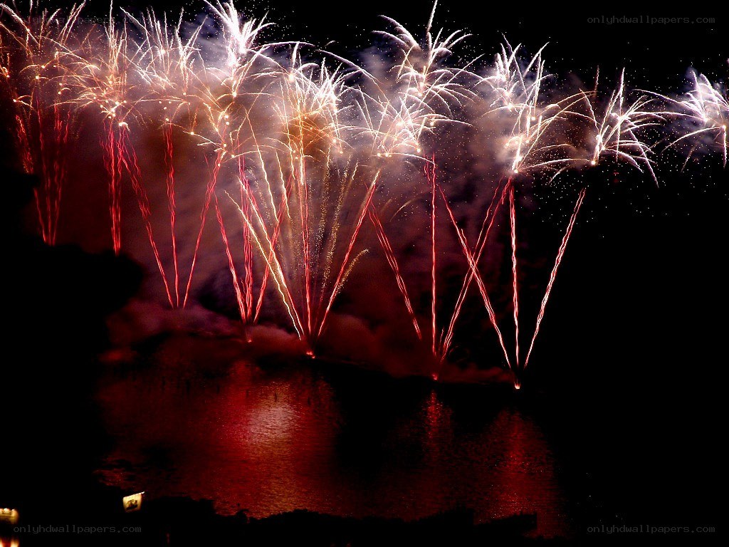 Fireworks over the water