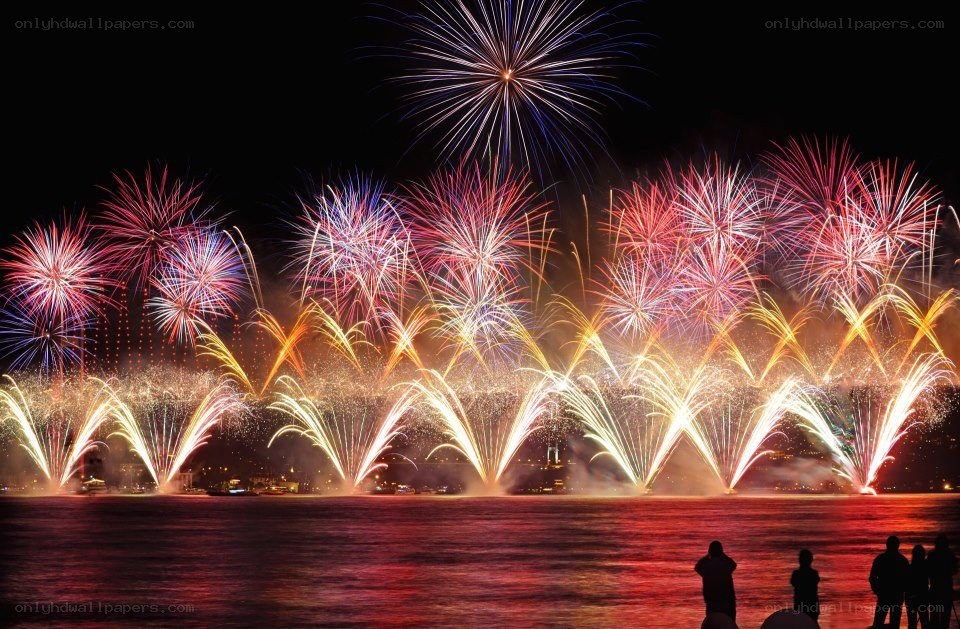 Fireworks over the water