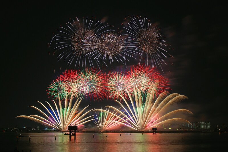 Fireworks over the water
